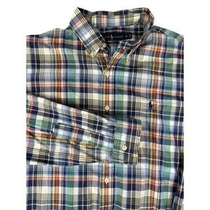 Polo Ralph Lauren Custom Fit Plaid Button Down Shirt Mens XL Cotton Pony Preppy